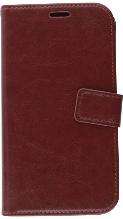 Fourre iPhone 14 Pro - Premium Flip cuir lisse porte-cartes - Brun