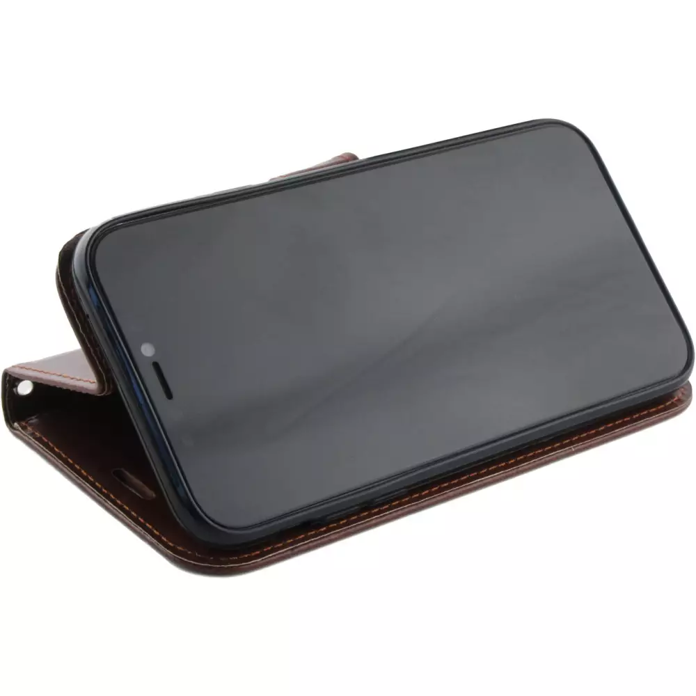 Hülle iPhone 13 Pro Max - Premium Flip Leder Tasche - Braun