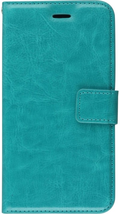 Fourre iPhone 16 Pro Max - Premium Flip cuir lisse porte-cartes - Turquoise