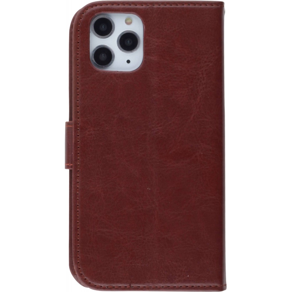 Fourre iPhone 11 Pro - Premium Flip cuir lisse porte-cartes - Brun