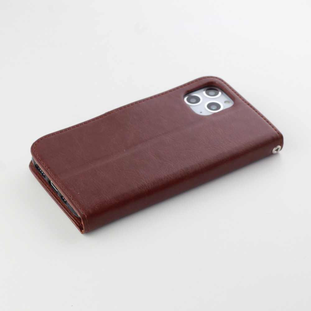 Fourre iPhone 11 Pro - Premium Flip cuir lisse porte-cartes - Brun