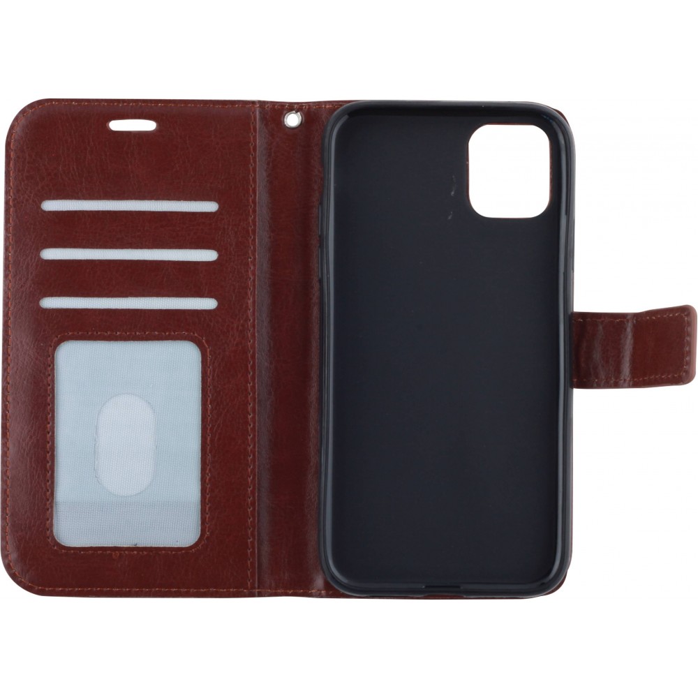 Fourre iPhone 11 Pro - Premium Flip cuir lisse porte-cartes - Brun