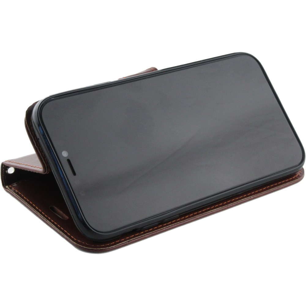 Fourre iPhone 11 Pro - Premium Flip cuir lisse porte-cartes - Brun
