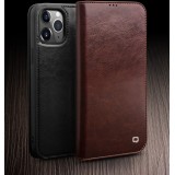 Fourre iPhone 12 Pro Max - Flip Qialino cuir véritable - Noir