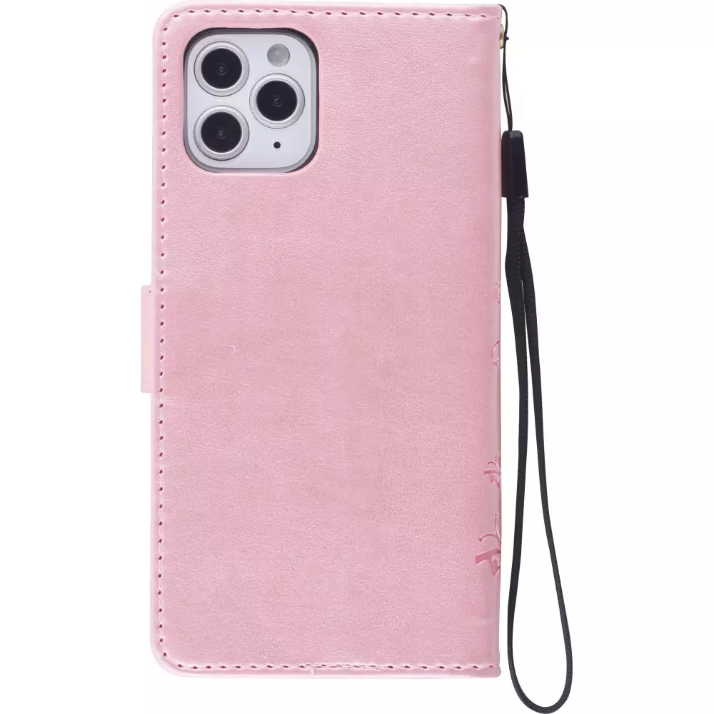 Hülle iPhone 12 / 12 Pro - Flip Schmetterling Strass - Rosa