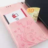 Hülle iPhone 12 / 12 Pro - Flip Schmetterling Strass - Rosa