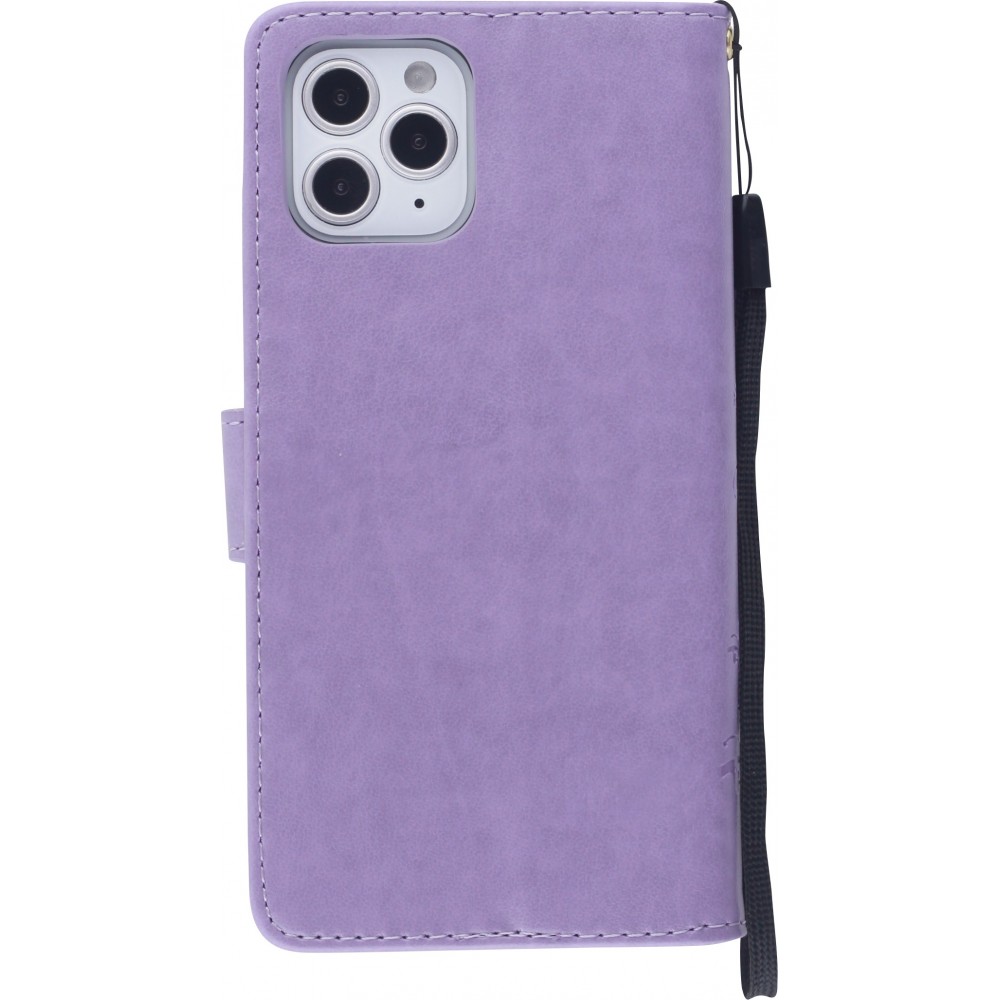 Hülle iPhone 12 / 12 Pro - Flip Schmetterling Strass - Violett
