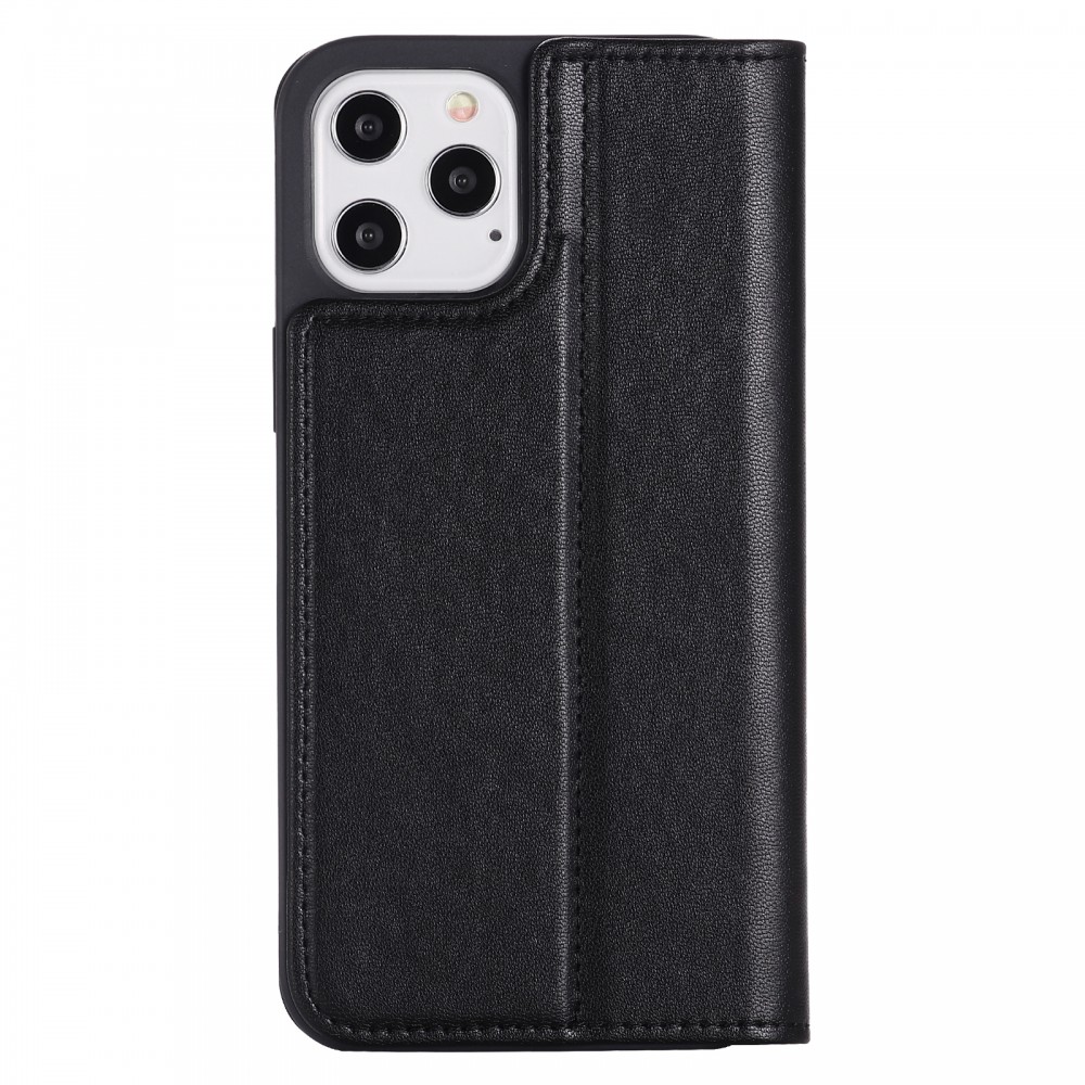 Fourre iPhone 12 / 12 Pro - GEBEi Kala séries luxe en cuir véritable, porte-cartes, support vidéo - Noir