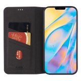 Fourre iPhone 12 / 12 Pro - GEBEi Kala séries luxe en cuir véritable, porte-cartes, support vidéo - Noir