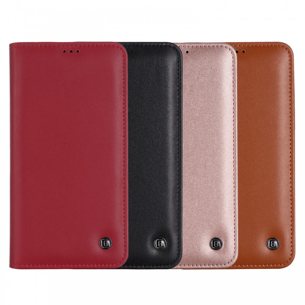 Fourre iPhone 12 / 12 Pro - GEBEi Kala séries luxe en cuir véritable, porte-cartes, support vidéo - Noir