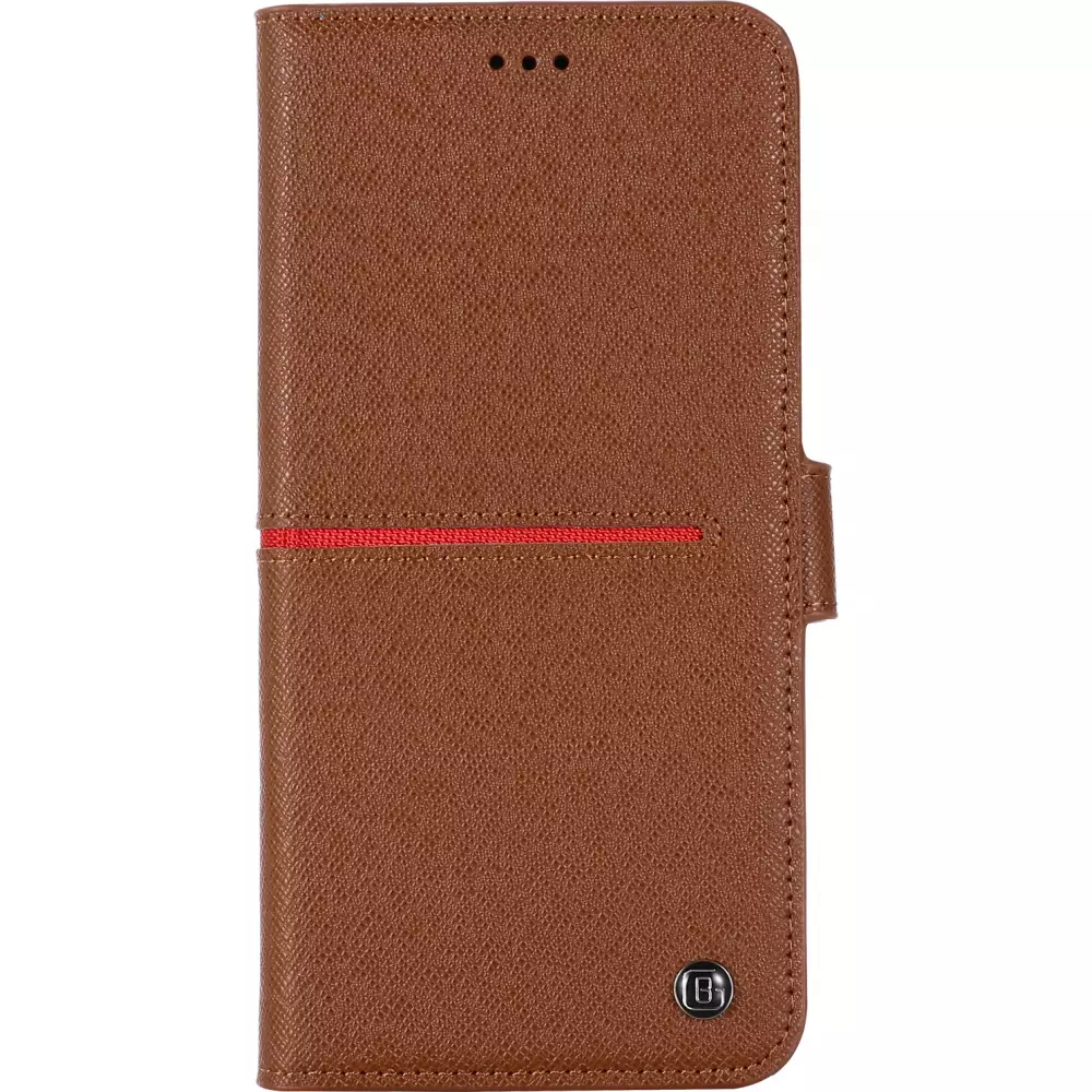 iPhone 12 / 12 Pro Case Hülle - GEBEi Yaqi series Luxus, Echtleder, Kartenhalter, Videohalter - Braun