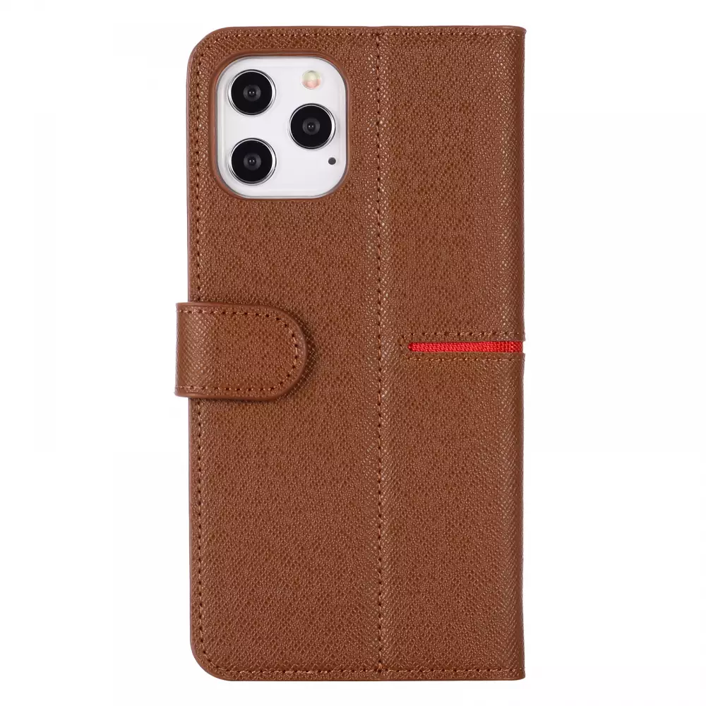 iPhone 12 / 12 Pro Case Hülle - GEBEi Yaqi series Luxus, Echtleder, Kartenhalter, Videohalter - Braun