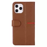 iPhone 12 / 12 Pro Case Hülle - GEBEi Yaqi series Luxus, Echtleder, Kartenhalter, Videohalter - Braun