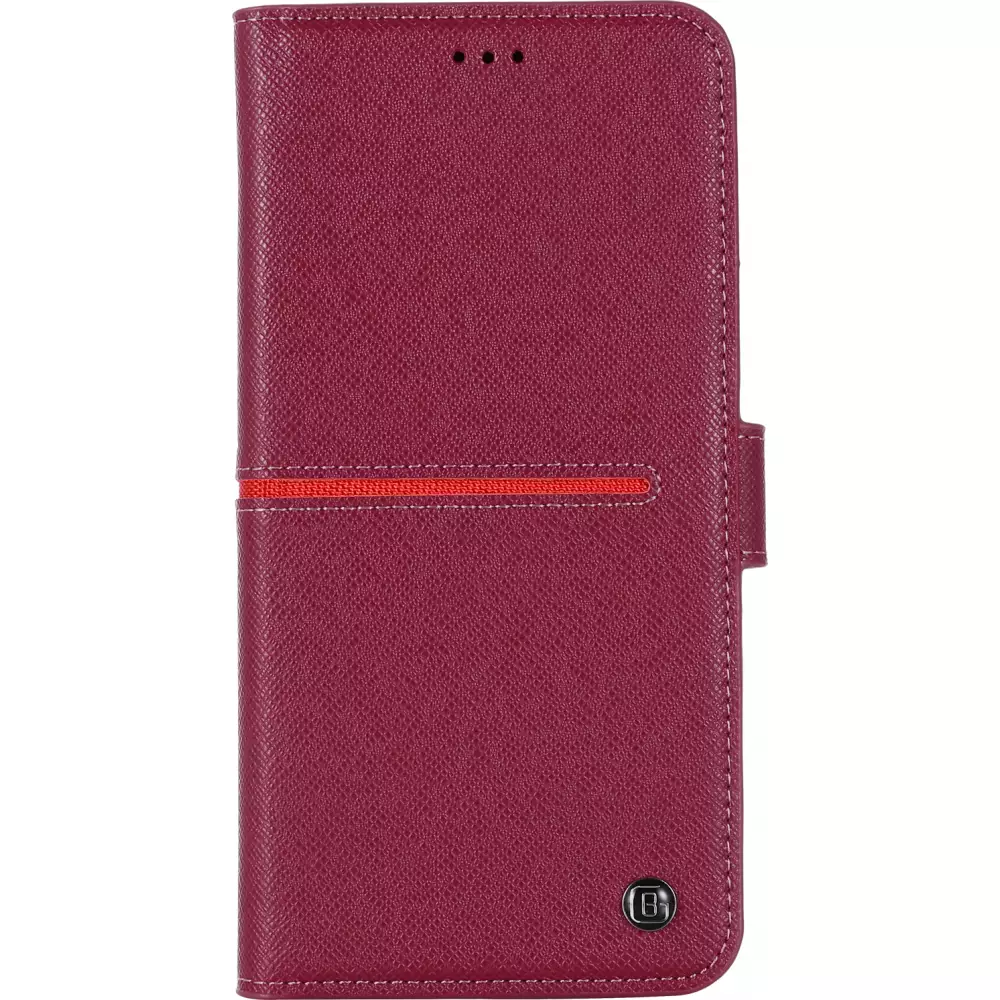 iPhone 12 / 12 Pro Case Hülle - GEBEi Yaqi series Luxus, Echtleder, Kartenhalter, Videohalter - Rot