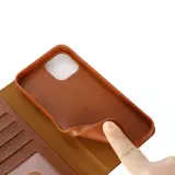 iPhone 12 / 12 Pro Case Hülle - GEBEi Yaqi series Luxus, Echtleder, Kartenhalter, Videohalter - Rot