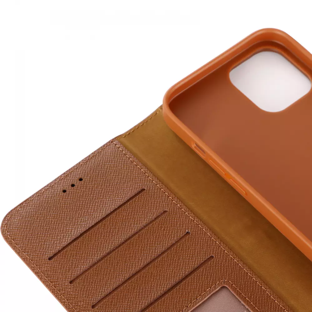 iPhone 12 / 12 Pro Case Hülle - GEBEi Yaqi series Luxus, Echtleder, Kartenhalter, Videohalter - Rot