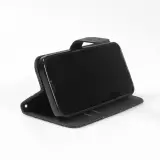 iPhone 12 / 12 Pro Case Hülle - Premium Flip Wallet Kautschuk oriental Muster mit Magnetverschluss - Schwarz