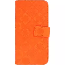 iPhone 12 / 12 Pro Case Hülle - Premium Flip Wallet Kautschuk oriental Muster mit Magnetverschluss - Orange