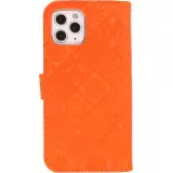 iPhone 12 / 12 Pro Case Hülle - Premium Flip Wallet Kautschuk oriental Muster mit Magnetverschluss - Orange