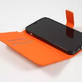 iPhone 12 / 12 Pro Case Hülle - Premium Flip Wallet Kautschuk oriental Muster mit Magnetverschluss - Orange
