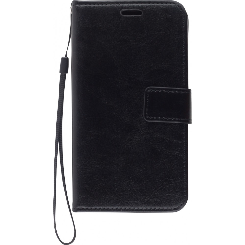 Fourre iPhone 12 / 12 Pro - Premium Flip cuir lisse porte-cartes - Noir