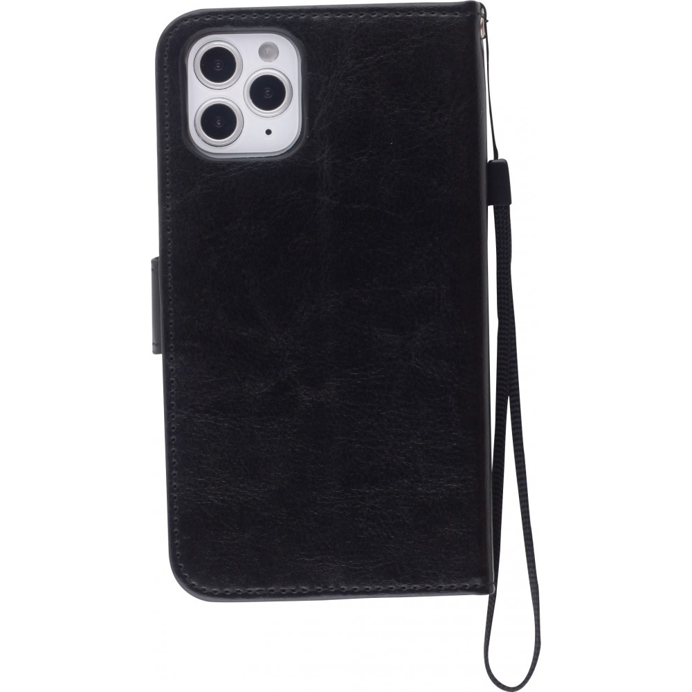 Fourre iPhone 12 / 12 Pro - Premium Flip cuir lisse porte-cartes - Noir
