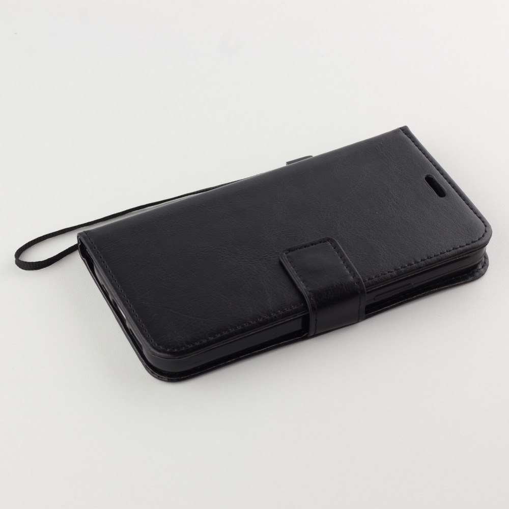 Fourre iPhone 12 / 12 Pro - Premium Flip cuir lisse porte-cartes - Noir