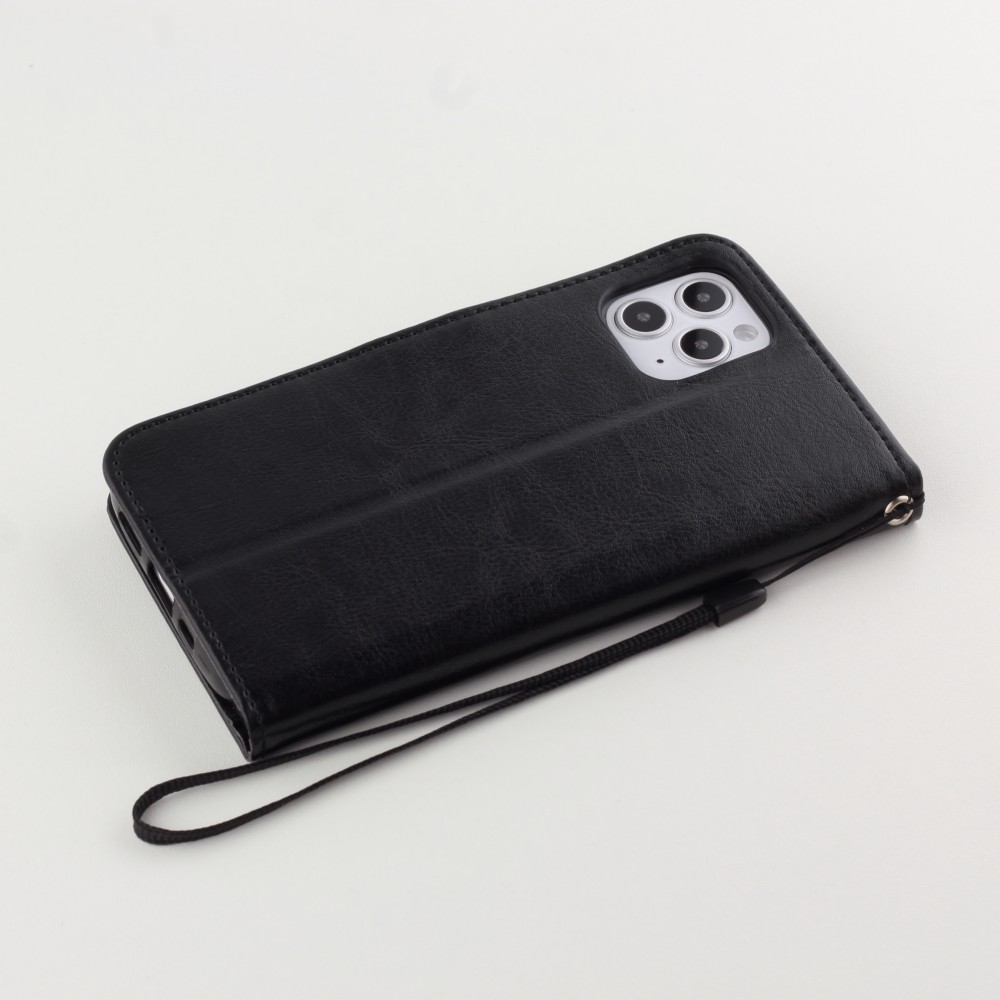 Fourre iPhone 12 / 12 Pro - Premium Flip cuir lisse porte-cartes - Noir