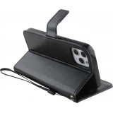 Fourre iPhone 12 / 12 Pro - Premium Flip cuir lisse porte-cartes - Noir
