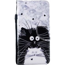 Fourre iPhone 14 Pro Max - Flip Chats noir & - Blanc