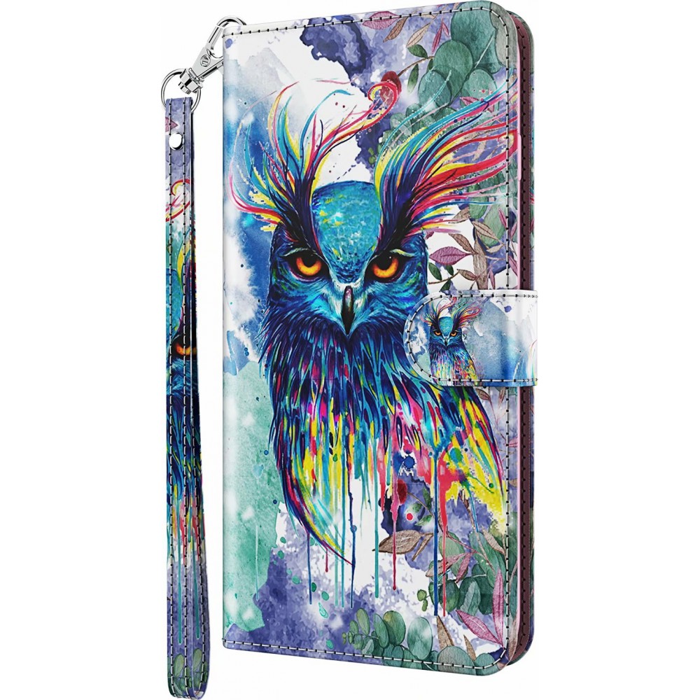 Fourre iPhone 11 - 3D Flip Hibou multicolor