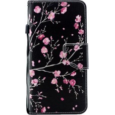 Fourre iPhone XR - Flip fleurs cerisier - Noir