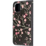 Fourre iPhone XR - Flip fleurs cerisier - Noir