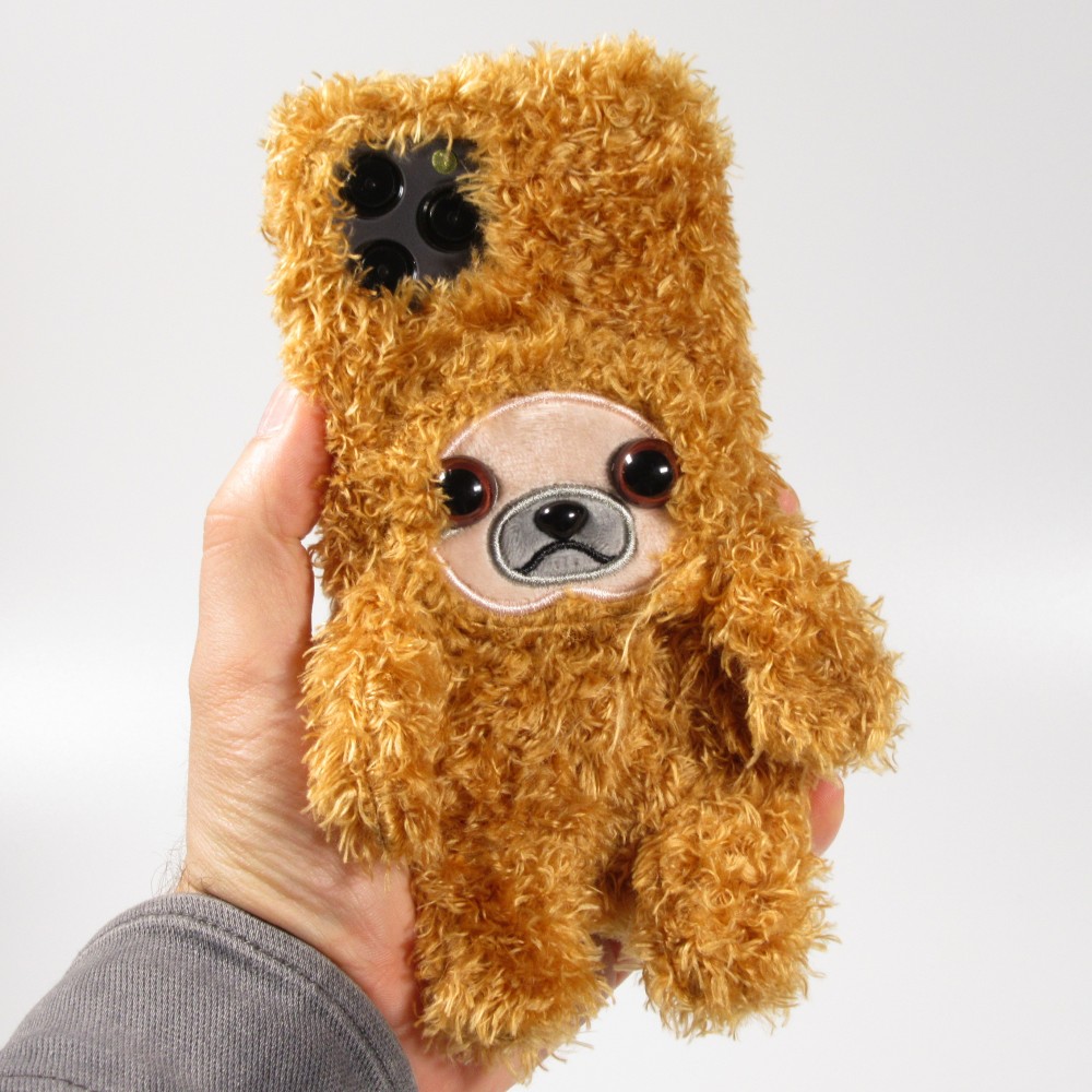 Fourre iPhone 13 Pro Max - Ours en peluche doux - Brun