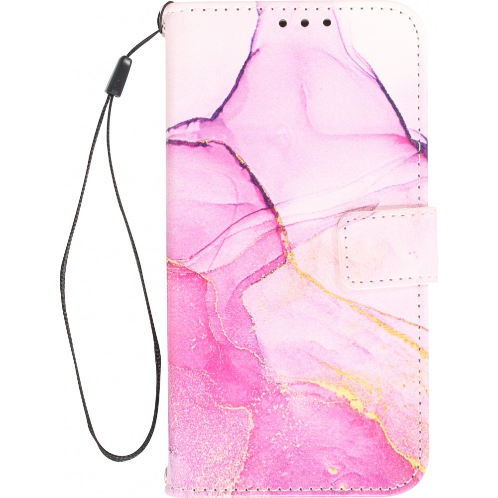 Fourre iPhone 13 - Flip Wallet Liquid Color avec fermeture à aimant - Purple Sunset