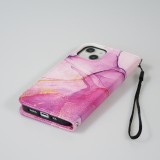 Fourre iPhone 13 - Flip Wallet Liquid Color avec fermeture à aimant - Purple Sunset