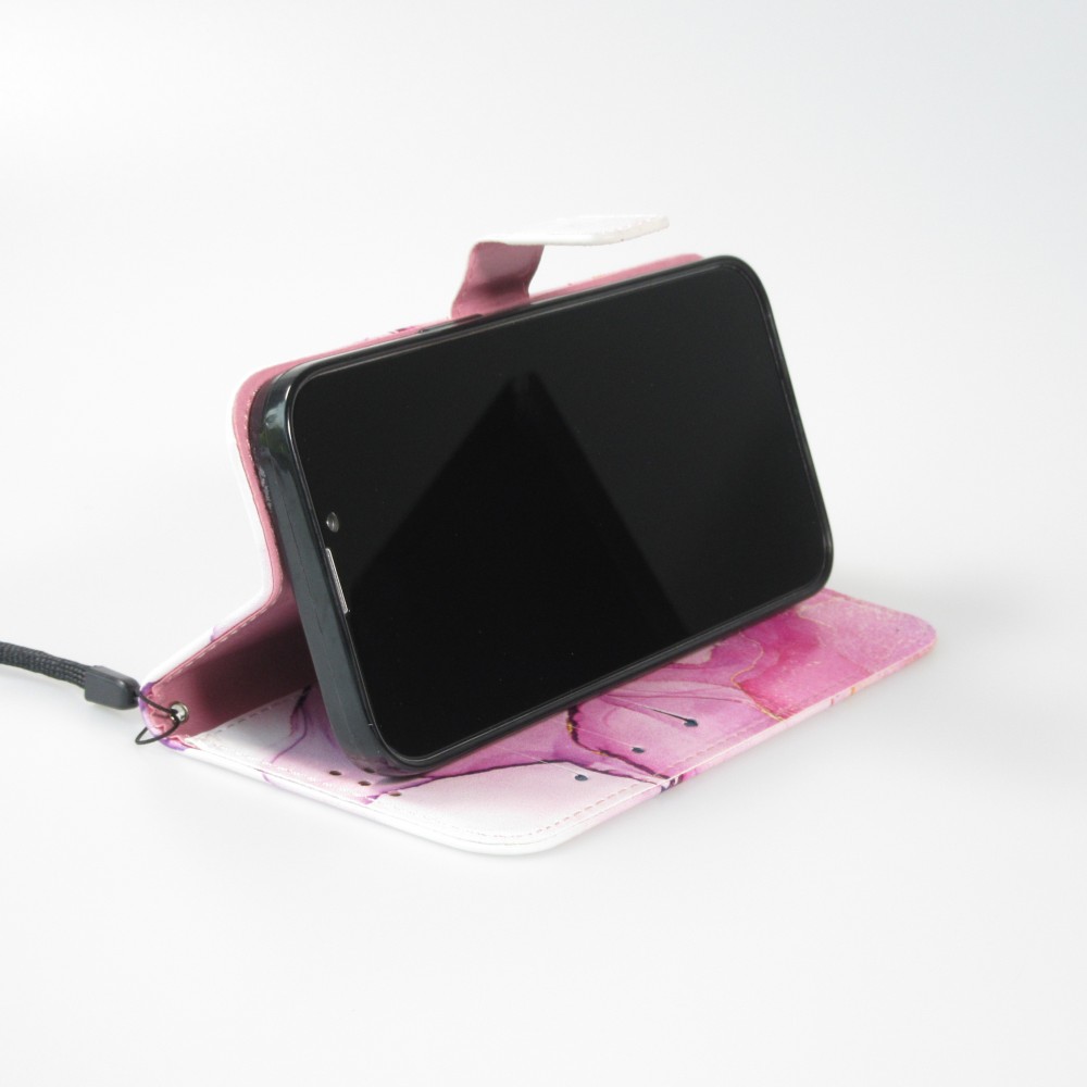 Fourre iPhone 13 - Flip Wallet Liquid Color avec fermeture à aimant - Purple Sunset