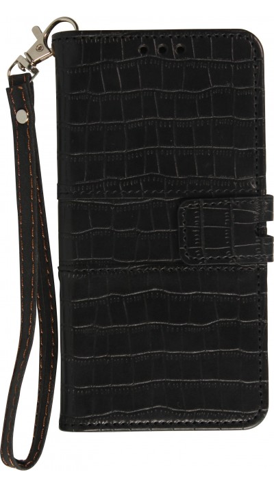 Fourre iPhone 13 Pro - Flip crocodile - Noir