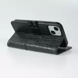 iPhone 13 Pro Max Case Hülle - Flip Krokodil - Schwarz