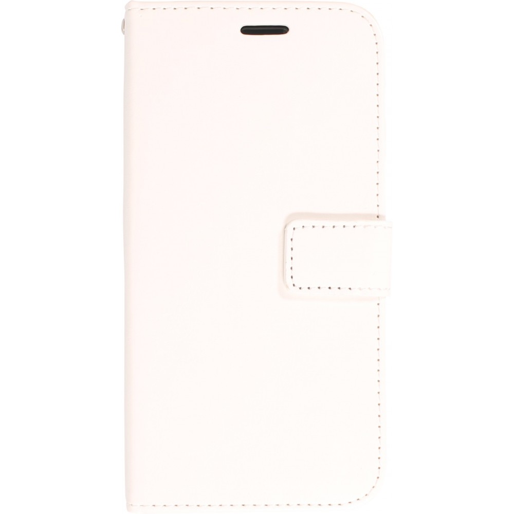 Fourre iPhone 13 - Premium Flip cuir lisse porte-cartes - Blanc