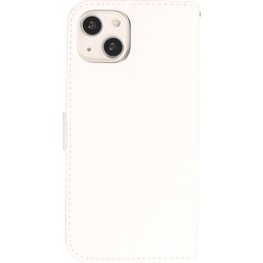 Fourre iPhone 13 - Premium Flip cuir lisse porte-cartes - Blanc