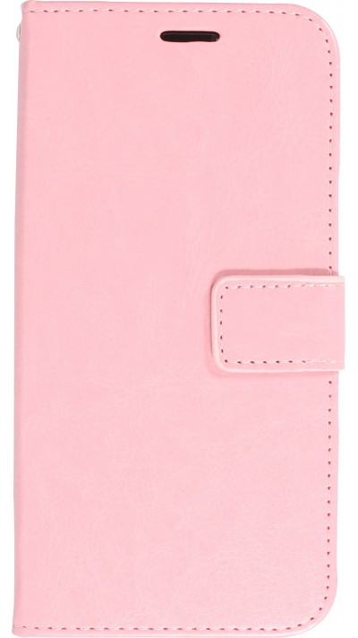 Fourre iPhone 15 - Premium Flip cuir lisse porte-cartes - Rose clair