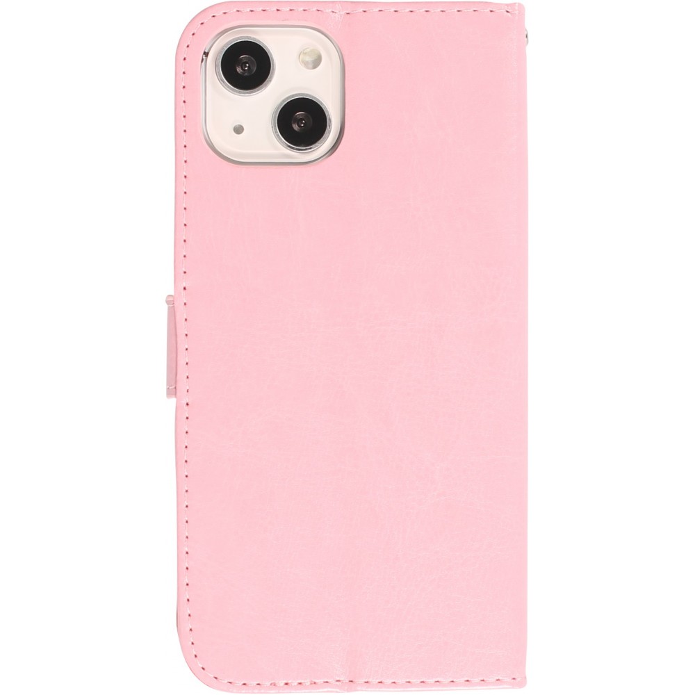 Fourre iPhone 15 Plus - Premium Flip cuir lisse porte-cartes - Rose clair