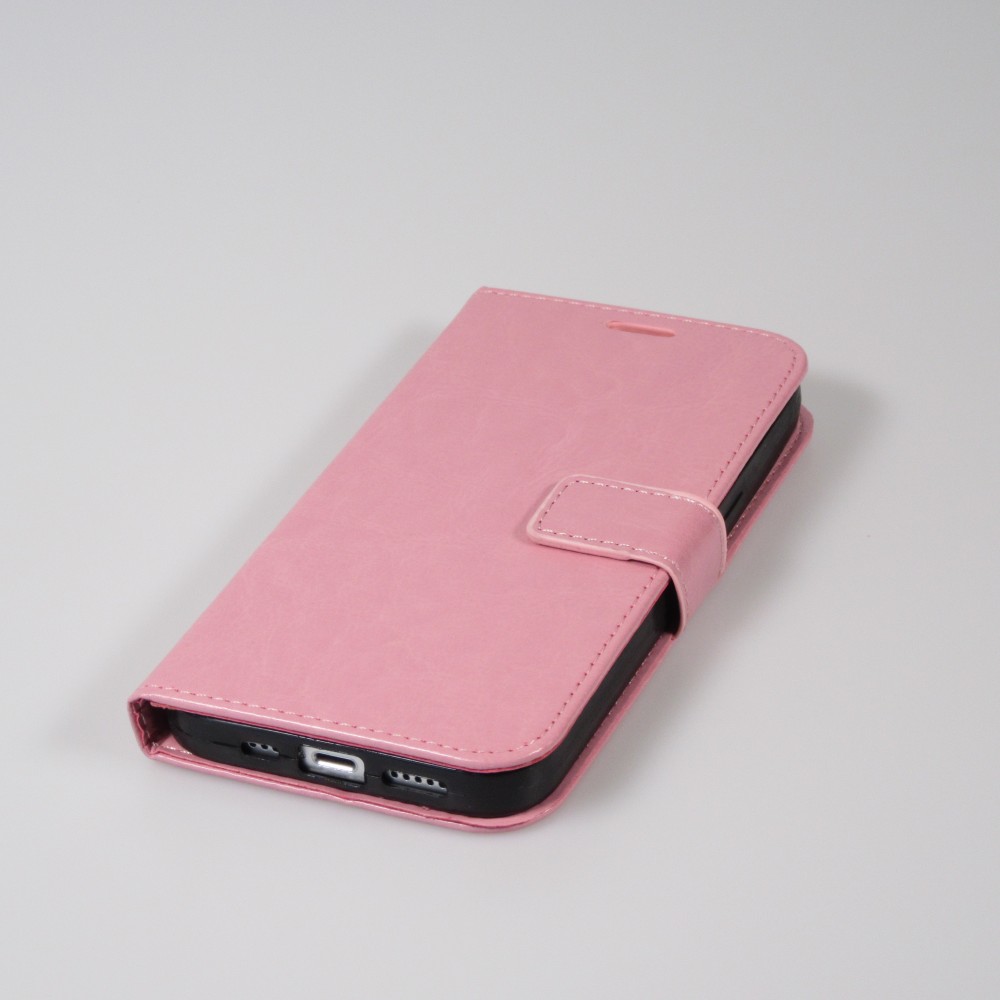 Fourre iPhone 15 Plus - Premium Flip cuir lisse porte-cartes - Rose clair