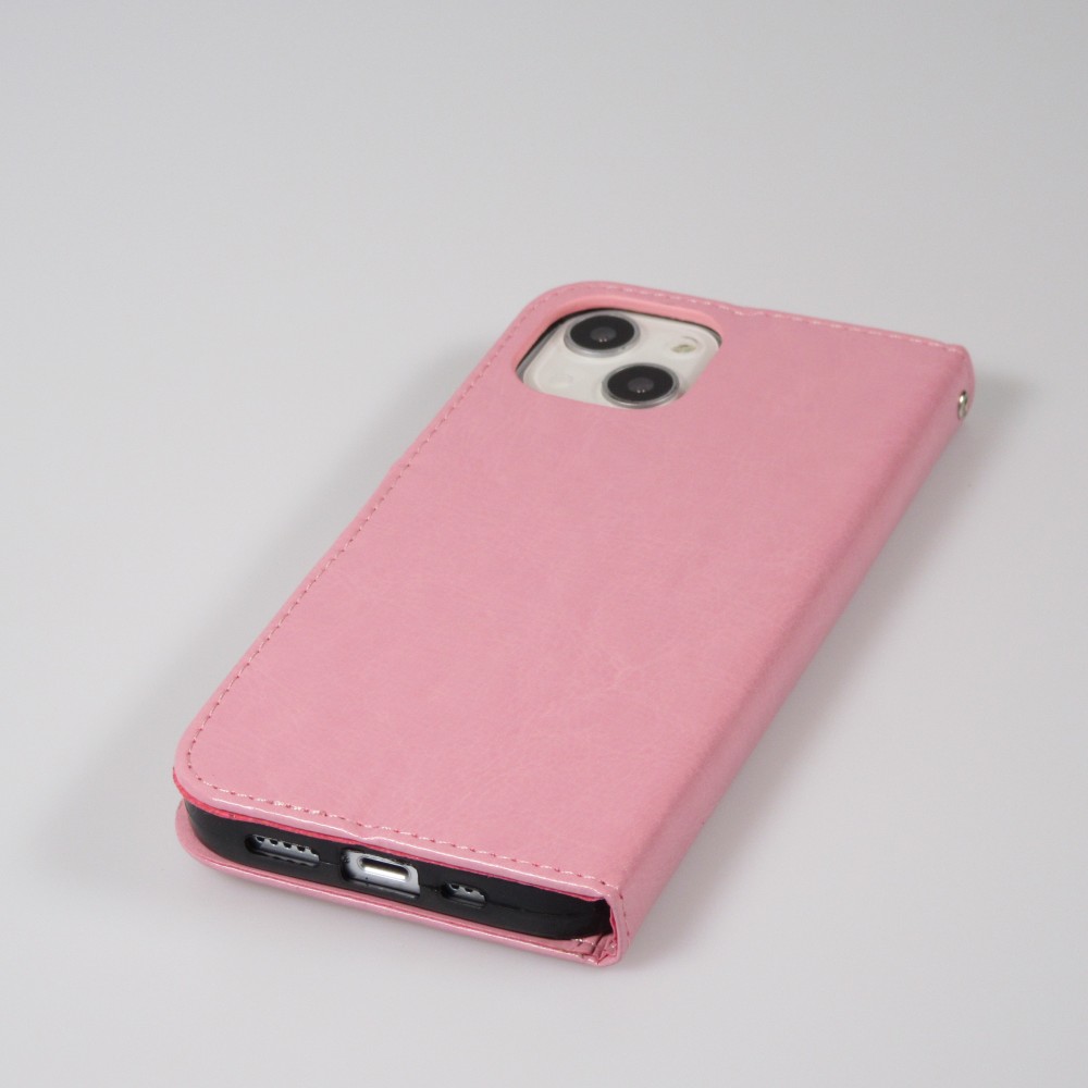 Fourre iPhone 15 Plus - Premium Flip cuir lisse porte-cartes - Rose clair