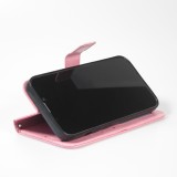 Fourre iPhone 15 Plus - Premium Flip cuir lisse porte-cartes - Rose clair