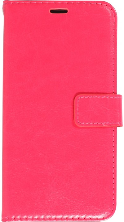 Fourre iPhone 15 Plus - Premium Flip cuir lisse porte-cartes - Rose foncé