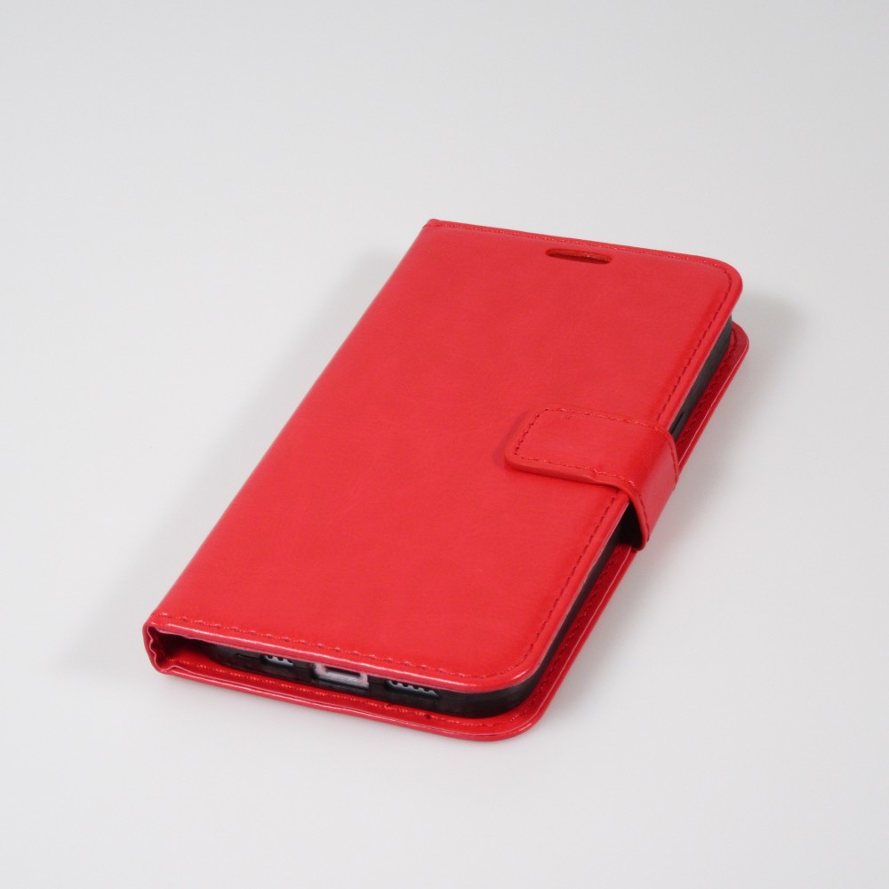 Fourre iPhone 14 - Premium Flip cuir lisse porte-cartes - Rouge