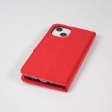 Fourre iPhone 14 - Premium Flip cuir lisse porte-cartes - Rouge
