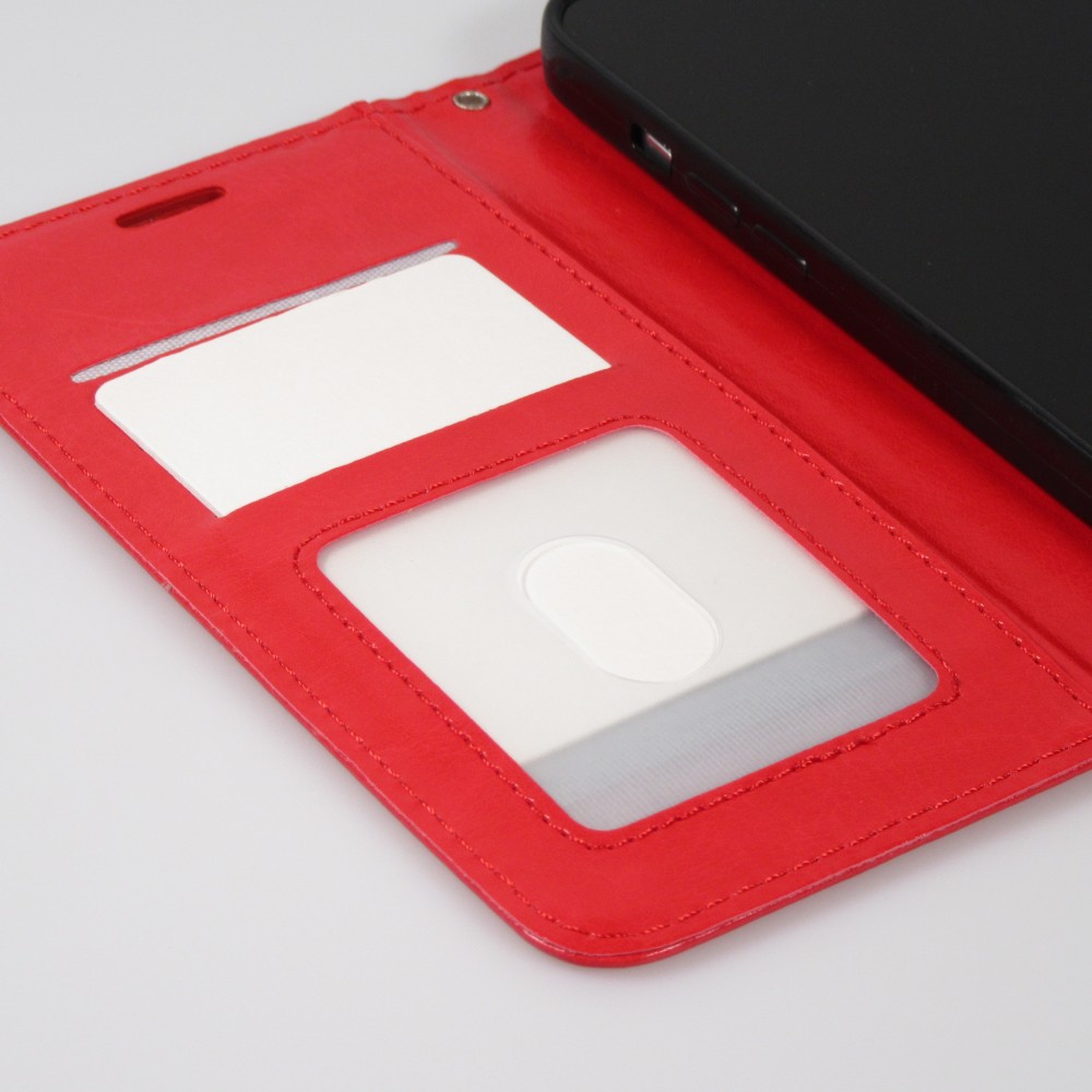 Fourre iPhone 14 - Premium Flip cuir lisse porte-cartes - Rouge
